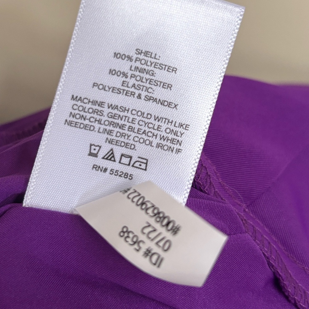 Brand New Express Purple Ruffle Crop Top Smocked Stretch Back Tailored Blouse - Picture 11 of 14
